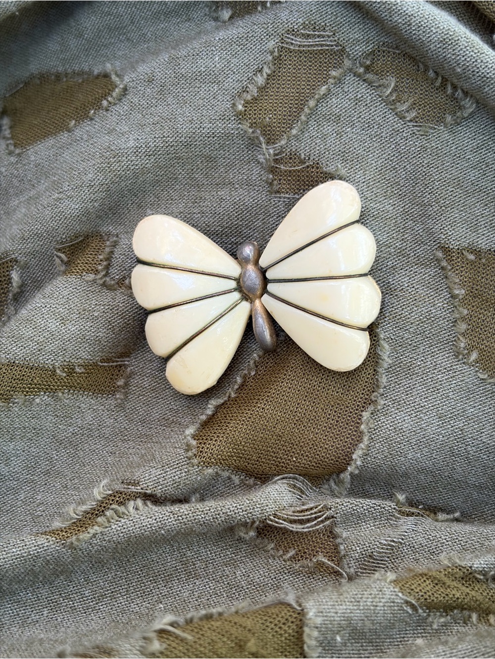 Vintage CROWN TRIFARI Style Cream Lucite BUTTERFLY Pin